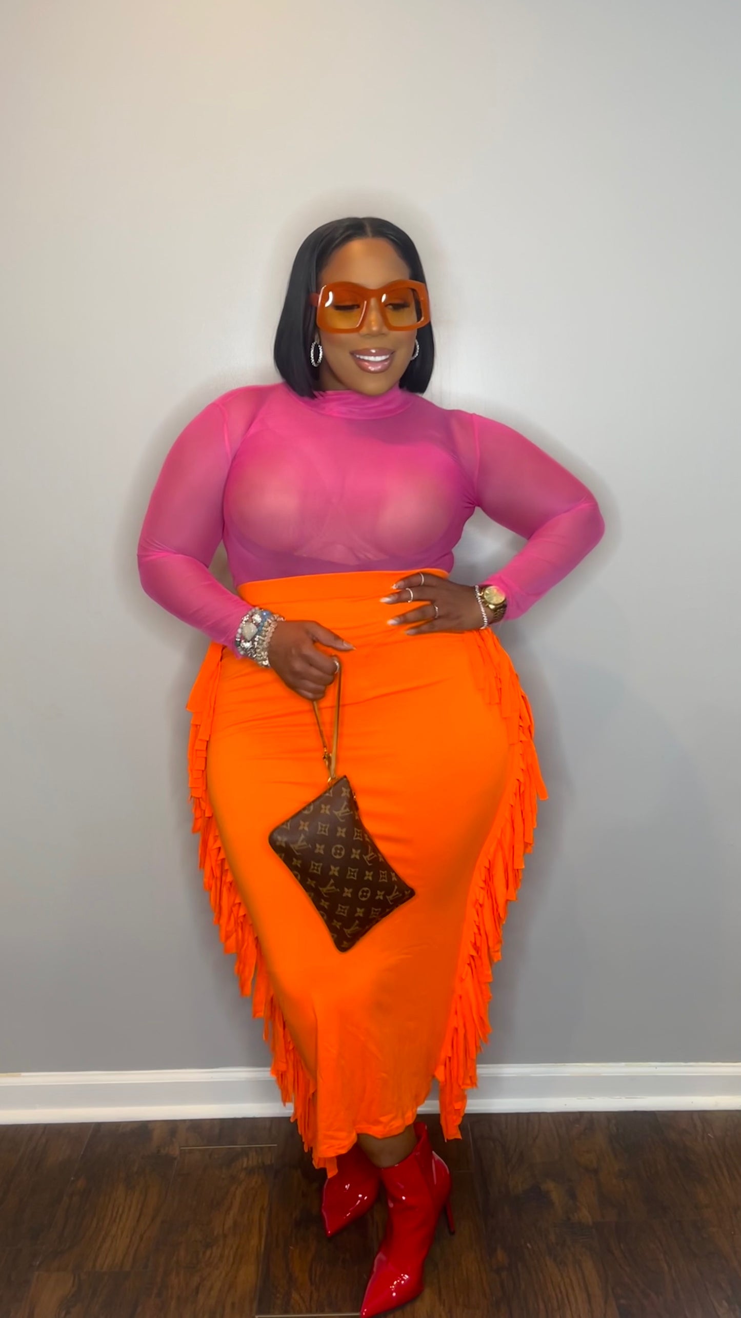 Fringe Skirt - Orange