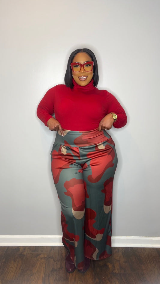 Red Camo High Waist Pant