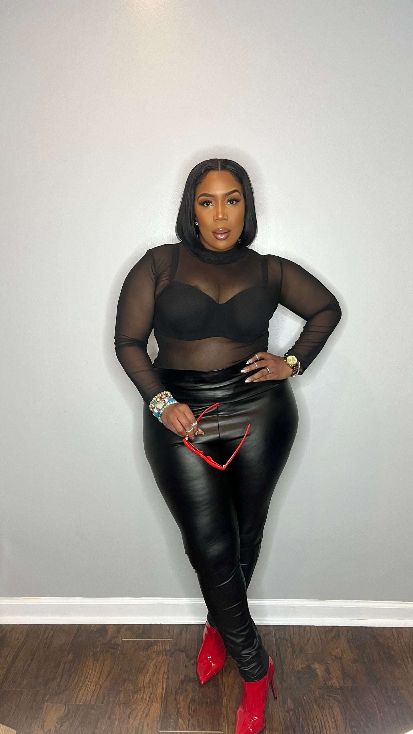 Stacked Vegan Leather Pant