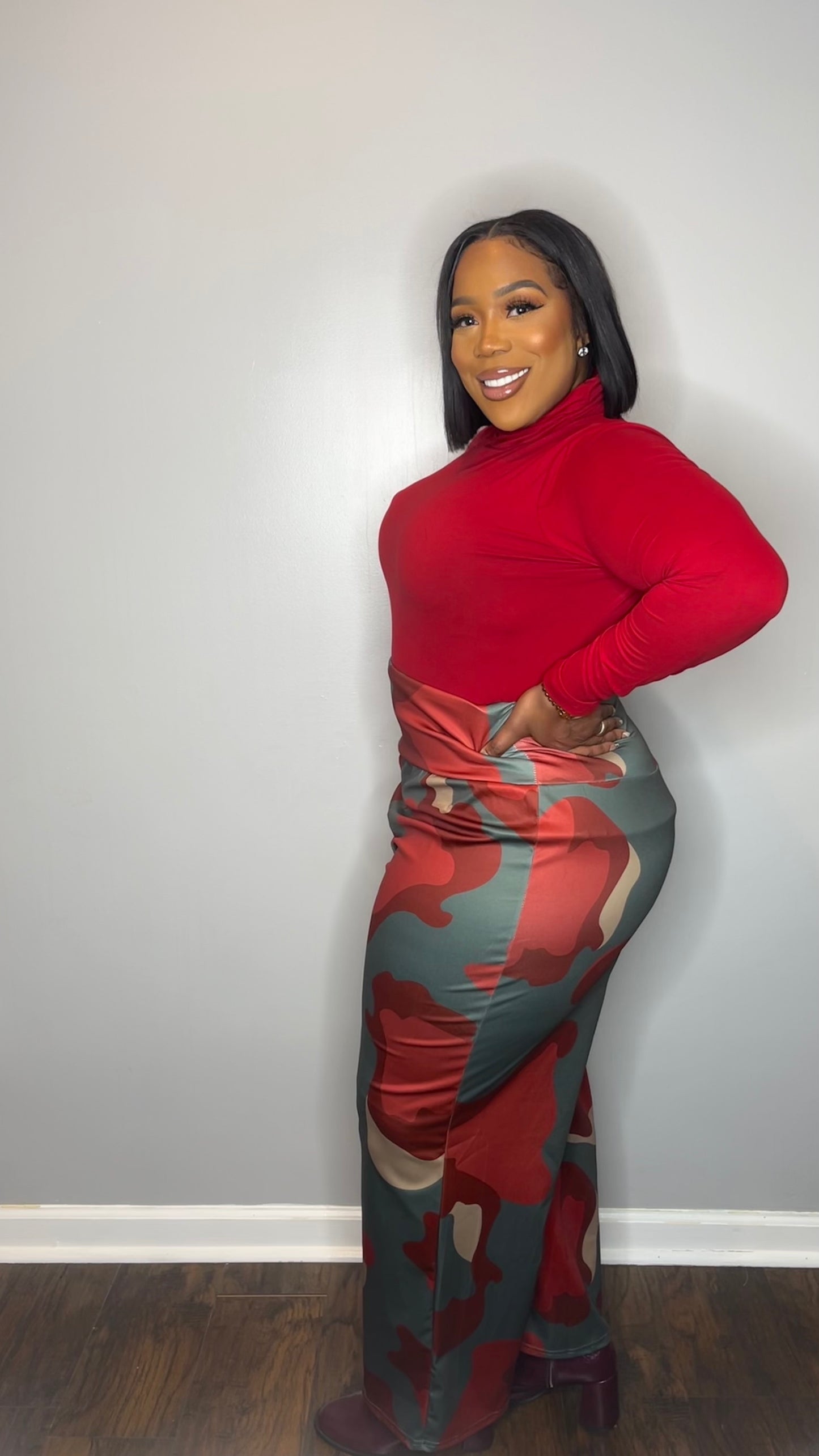 Red Camo High Waist Pant